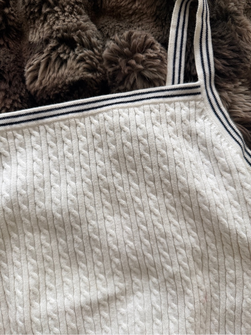 Ralph Lauren White Cotton Cable-Knit Tank Top - Picture 2 of 3